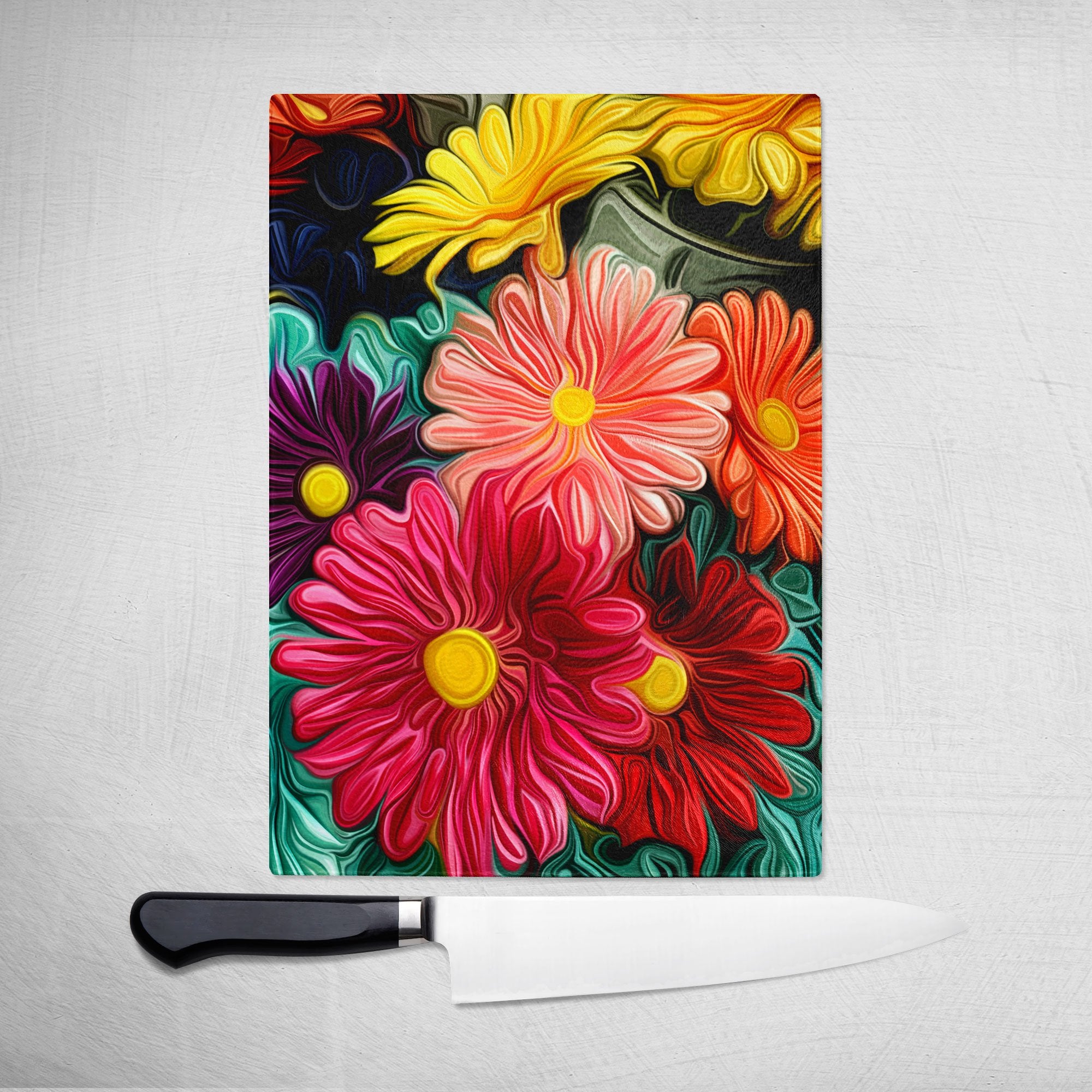 Floral Montage - Glass Cutting Board – Inner Vision Studio