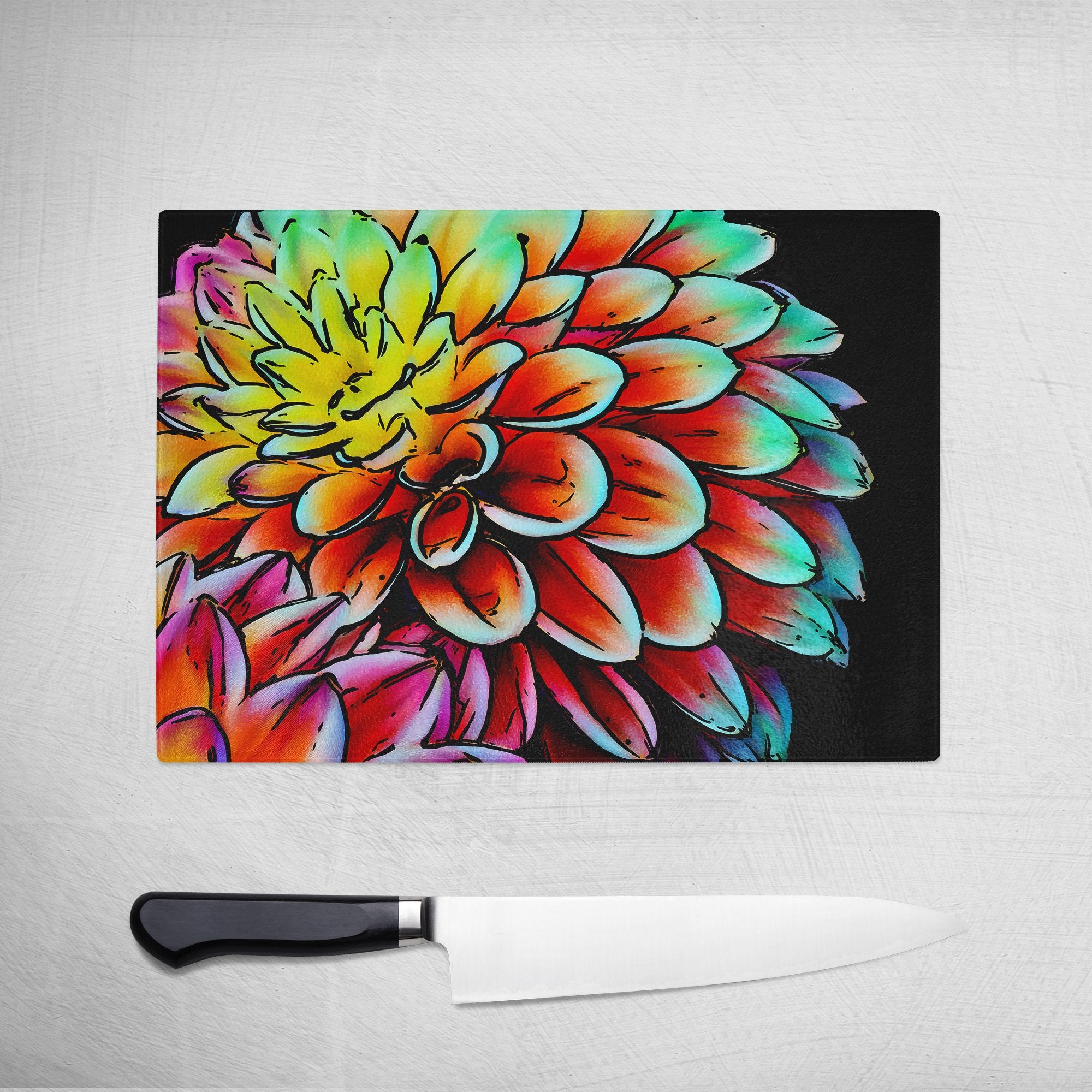 Floral Montage - Glass Cutting Board – Inner Vision Studio